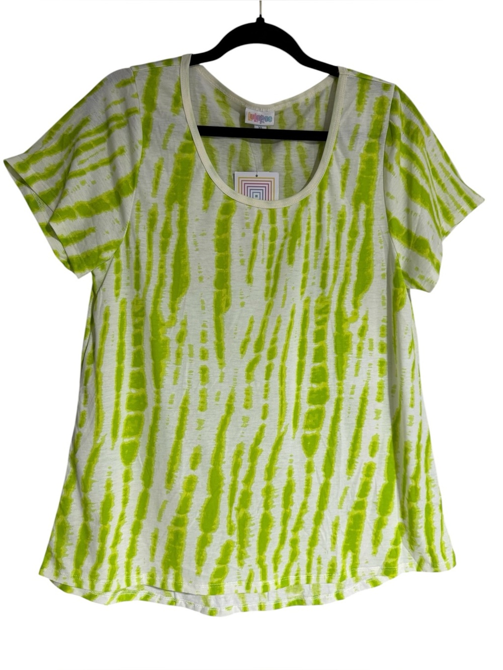 LulaRoe Scoop Neck Women’s XL Top Green & White Tunic T-shirt lightweight Summer